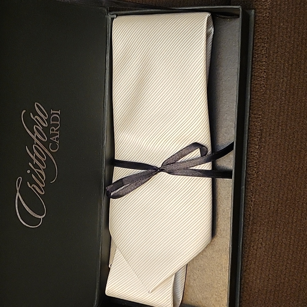 CRISTOFORO CARDI IVORY NECK TIE 👔 100% SILK